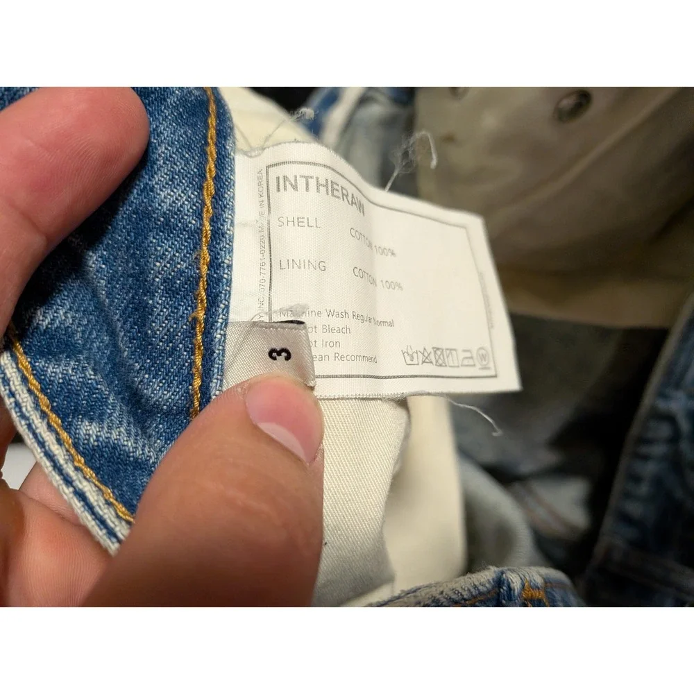 INTHERAW Wide Leg Jeans Light Wash Blue Cotton Denim Size‎ 3 Made in Korea